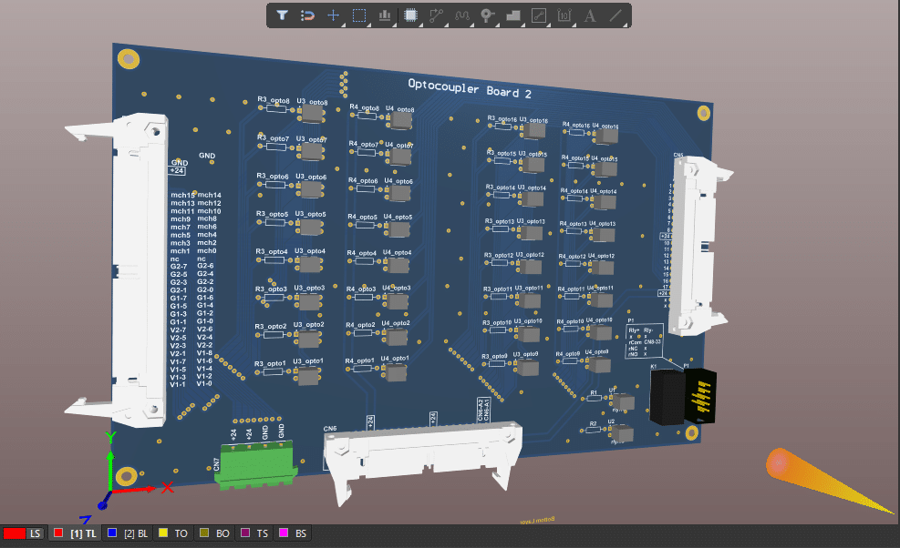 PCB Optocoupler dengan 3D konektor IDC