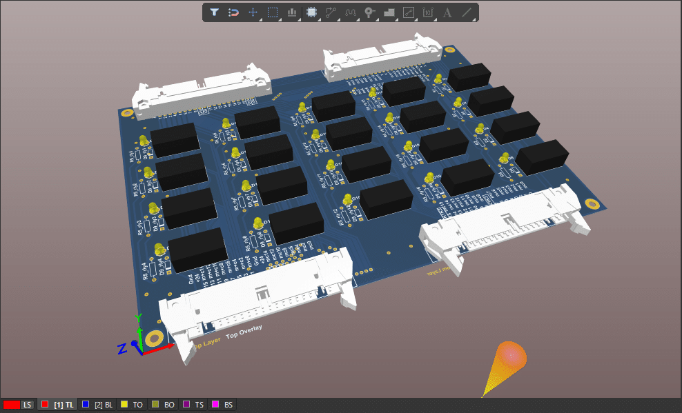 PCB Relay dengan 3D Bodies untuk Footprint Library IDC siku